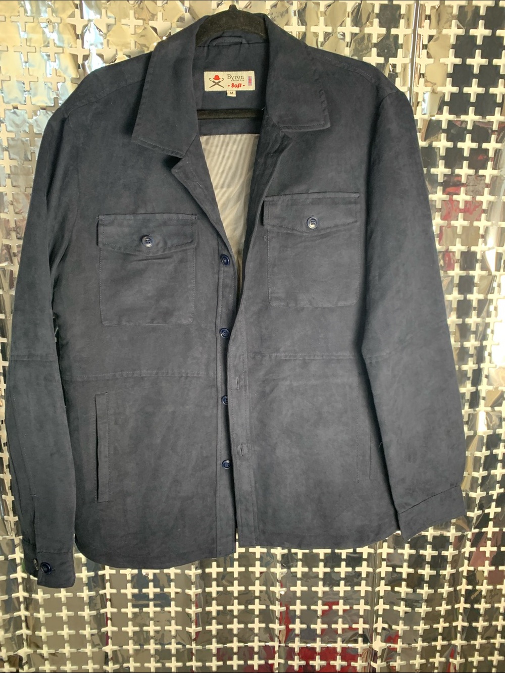 Navy Suede Shirt Jacket